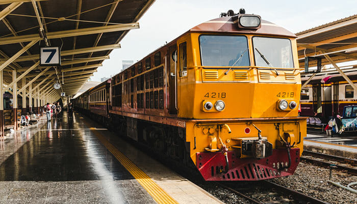 Train at Hua Lamphong Train Station in Bangkok