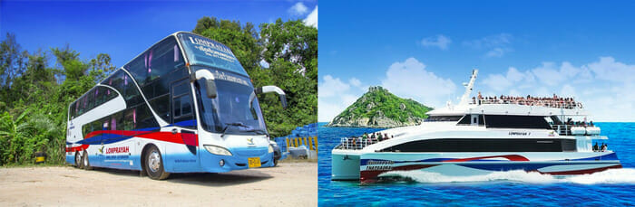 パタヤからサムイ島までのバスとフェリー