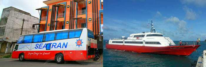 เกาะสมุยไปเกาะพีพีโดยรถโดยสารประจำทางหรือรถตู้และเรือข้ามฟาก