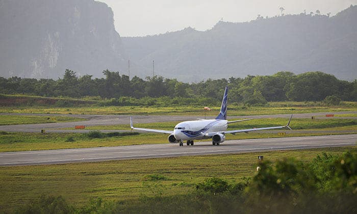 Airplane on runway at Krabi International Airport