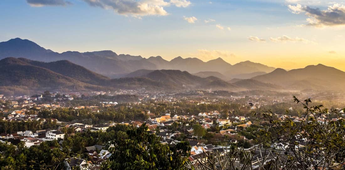 View of Luang Prabang and surrounding countryside from the top of Mount Phousi, Laos