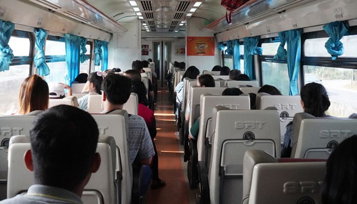 Interior on AC weekend train Pattaya to BKK
