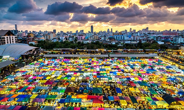 Rot Fai Night Market Bangkok From Above