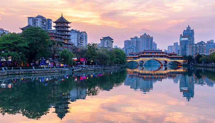 Lake and beautiful landscape of Chengdu city