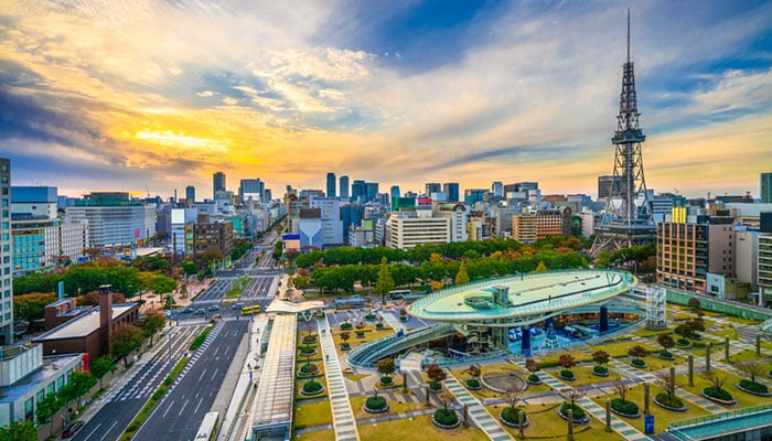 Nagoya city center at Sunset