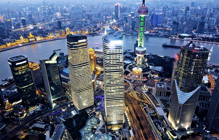 Aerial view of Shanghai at night from jinmao building