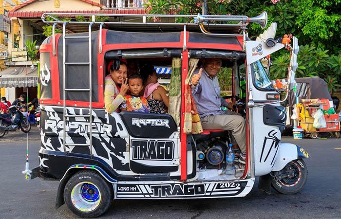 Street scene of a Tuk-tuk in Phnom Penh