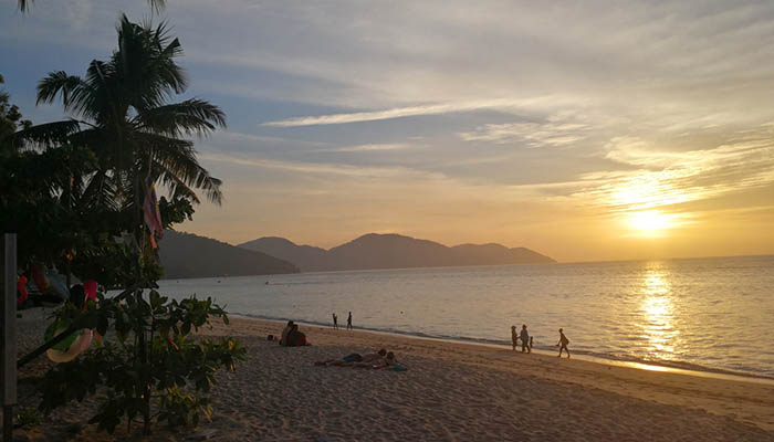 Batu Ferringhi Beach, Penang, Malaysia - Panoramic Sunset view