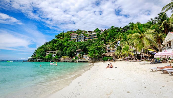 Diniwid beach view, white-sand beach in Boracay Island in the Philippine