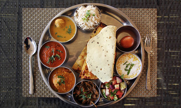 Typical indian food from Jaipur - thali rajasthani