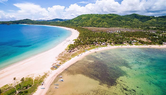 El Nido, Palawan, Philippines, droneshot of Nacpan Beach.