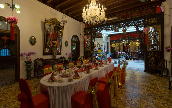 Baba Nyonya traditional dining hall in Pinang Peranakan Mansion, Penang