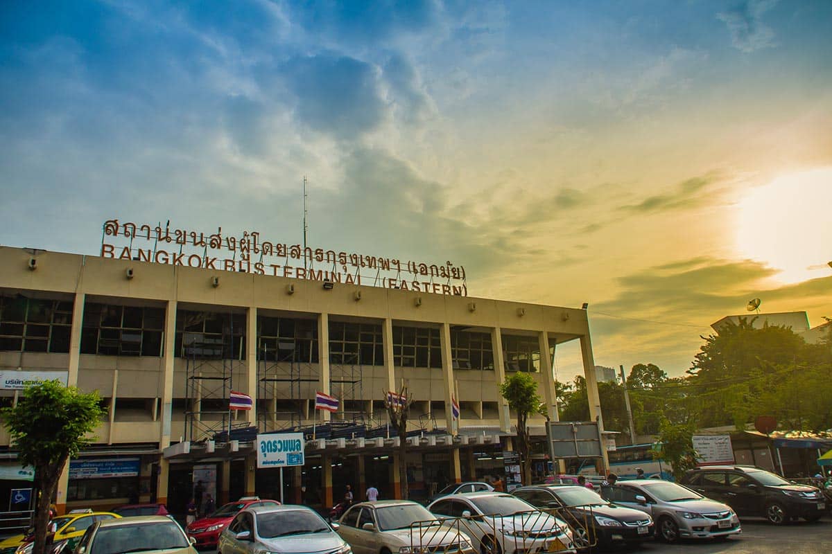 Ekkamai Bus Terminal Bangkok Exterior on a Sunny Day